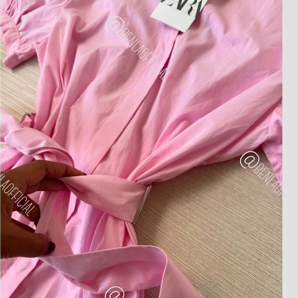 NWT ZARAβPOPLINβSHIRTDRESSβpink - Picture 5 of 13
